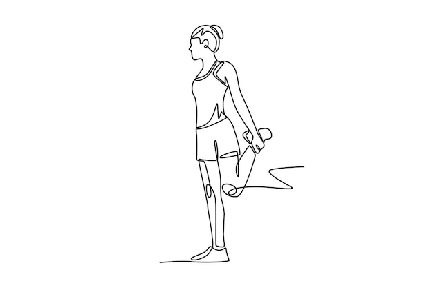 El concepto de estiramiento de la mujer dibujo en línea