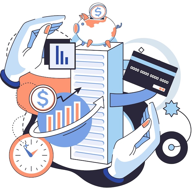 Concepto estrategia de negocio Análisis de datos e inversión Éxito empresarial Gestión financiera con tarjeta bancaria ahorro de dinero estrategia de crecimiento financiero corporativo soluciones rentables logros