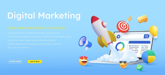 El concepto de estrategia de SEO de marketing digital es el diseño de banners.