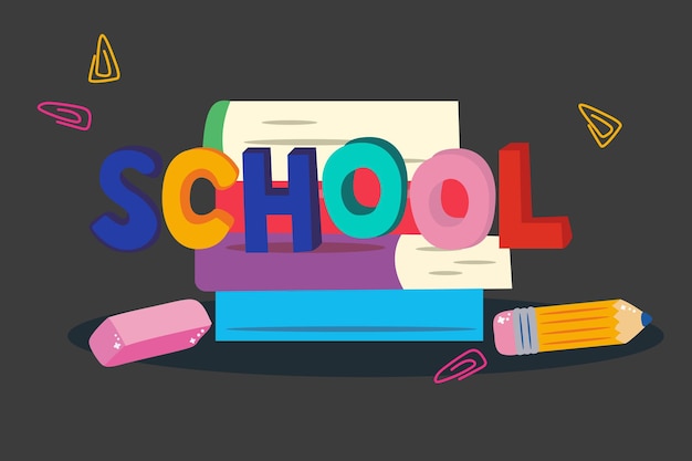 Concepto de estudio de educación de regreso a la escuela Conjunto de suministros escolares Cosas de papelería bonitas para niños