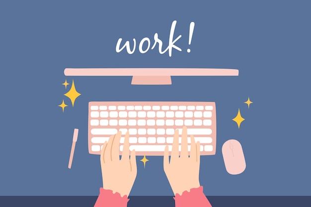 concepto de estudio de trabajo con la mano en el teclado