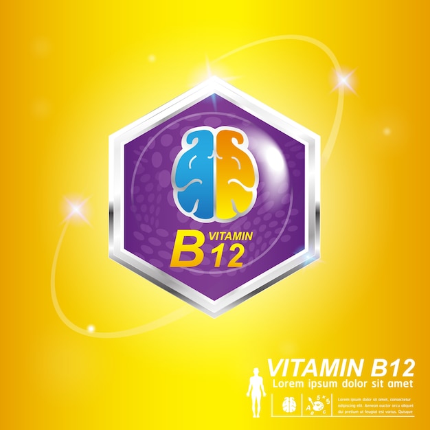 Concepto de etiqueta de logotipo de nutrición de vitamina b