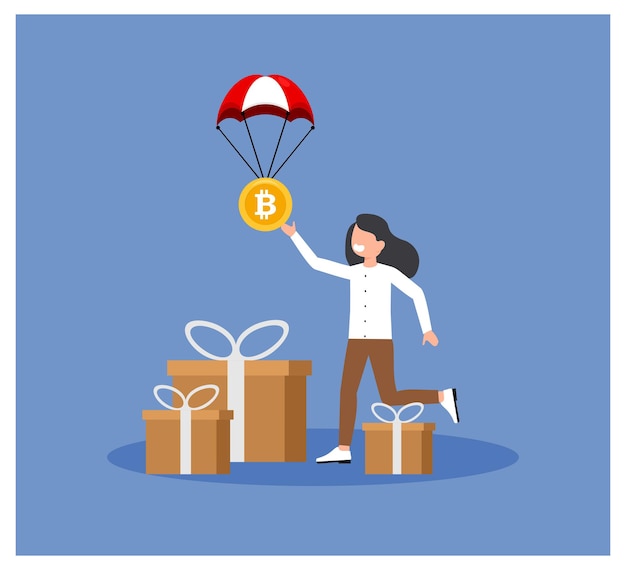 Concepto de evento Crypto Gift Airdrop