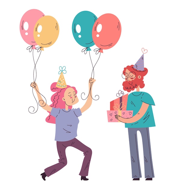 Concepto de evento de fiesta de cumpleaños feliz Ilustración de elementos de diseño gráfico plano vectorial