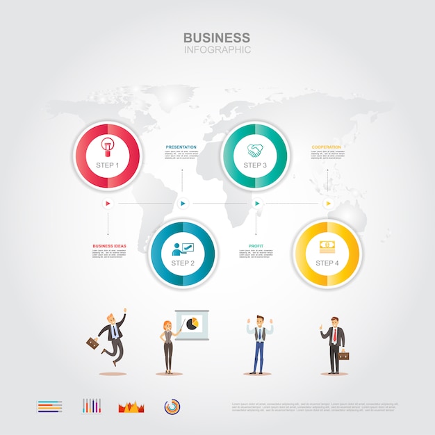 Concepto de éxito de negocio infografía empresarial con gráfico