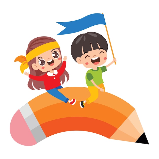 Concepto de éxito con niños y lápiz