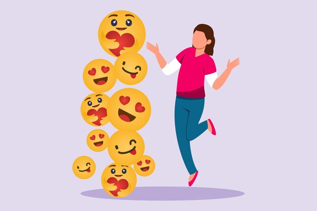 El concepto de expresiones faciales El personaje Emoji Ilustración vectorial plana de color aislada
