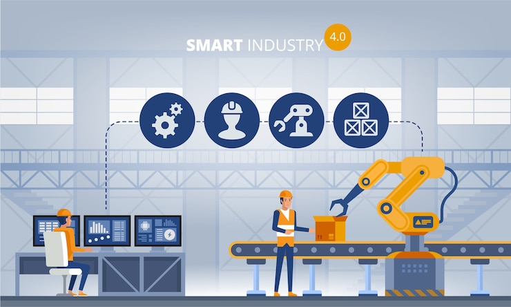 Vector concepto de fábrica inteligente de la industria 4.0