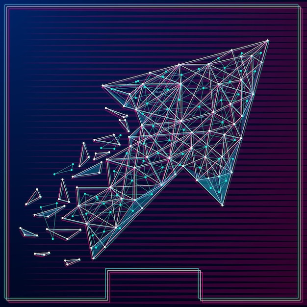 Concepto de falla distorsionada vectorial Distorsión de TV Efecto 3D Flecha de anaglifo estereoscópico hacia arriba