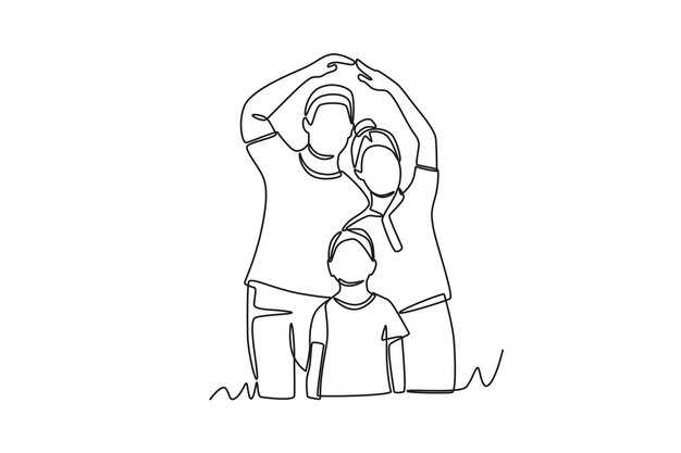 Concepto de familia asiática dibujo en línea