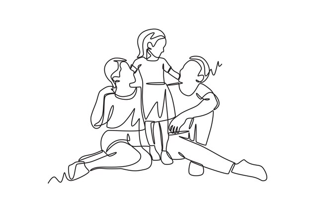 Concepto de familia asiática dibujo en línea
