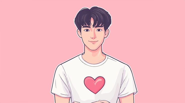 Vector el concepto de fan del grupo kpop hombre con camiseta blanca