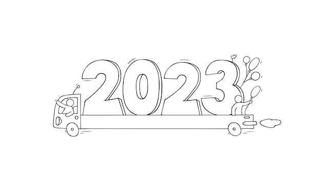 Concepto de feliz año nuevo 2023 con coches