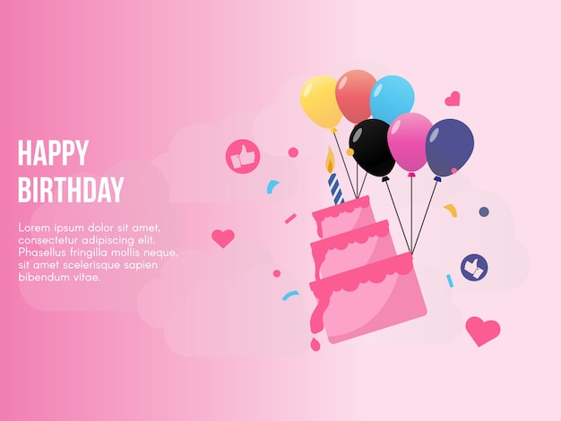 Concepto de feliz cumpleaños en vector de fondo rosa