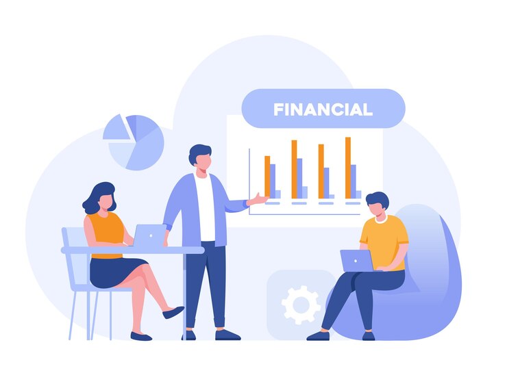 Vector concepto financiero estrategia de ventas trabajo en equipo presupuesto corporativo crecimiento ingresos inversión negocio banner vectorial plano para el sitio web de la página de destino