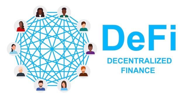 Concepto de finanzas descentralizadas .DeFi .Vector Ilustración