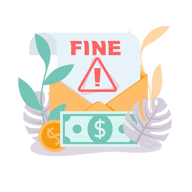 Concepto fino Metafora de negocios de la página de aterrizaje Envelo grande con un mensaje malo Ilustración vectorial