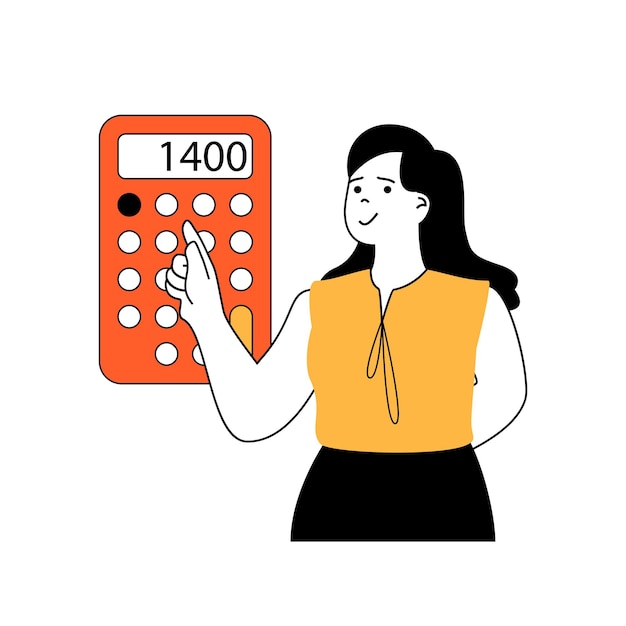 Concepto de fitness con gente de dibujos animados en diseño plano para web Mujer controlando su dieta calculando calorías y planificando un menú saludable Ilustración vectorial para material de marketing de banners en redes sociales