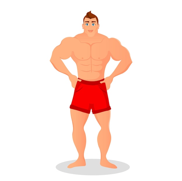 Vector concepto de fitness con hombre culturista de deporte. modelos musculosos. atleta de físico masculino