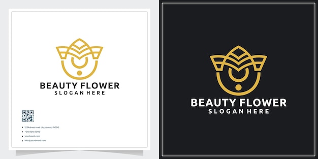 Concepto de flor de diseño de logotipo de aceite de belleza