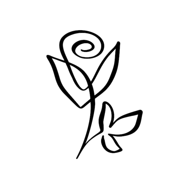 Concepto de flor de rosa Dibujo manual de línea continua Logotipo vectorial caligráfico Diseño floral de primavera escandinavo