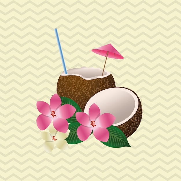Concepto de flor tropical icono de coco