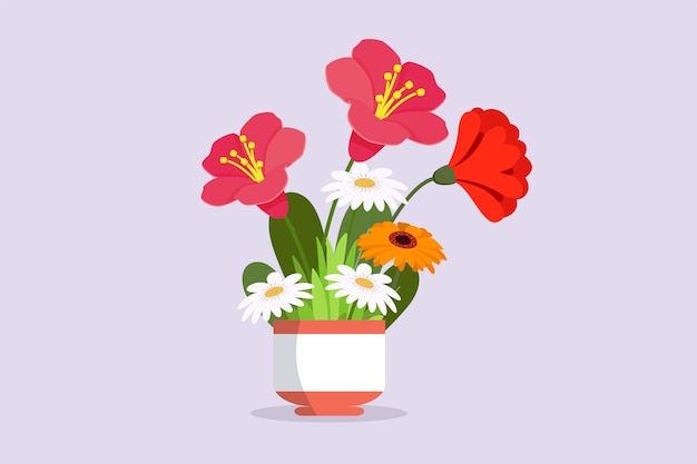 Concepto de flores en flor multicolor Ilustración de vector plano coloreado aislado