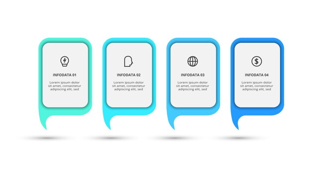 Concepto de flujo de trabajo para infografía con opciones de 4 pasos partes o procesos Visualización de datos empresariales