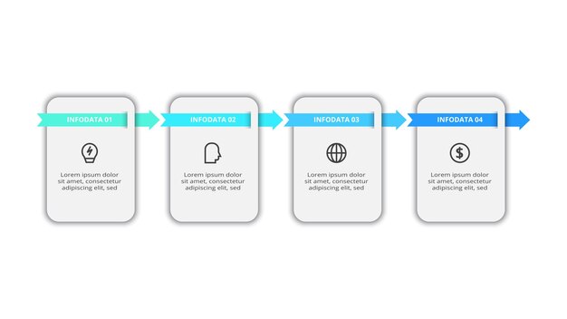 Concepto de flujo de trabajo para infografía con opciones de 4 pasos partes o procesos Visualización de datos empresariales