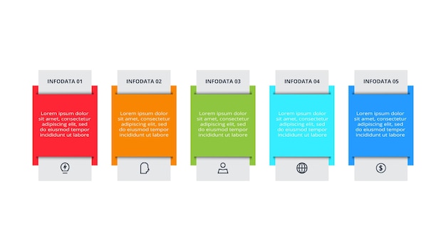 Concepto de flujo de trabajo para infografía con opciones de 5 pasos partes o procesos Visualización de datos empresariales