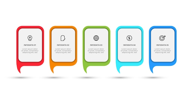 Concepto de flujo de trabajo para infografía con opciones de 5 pasos partes o procesos Visualización de datos empresariales