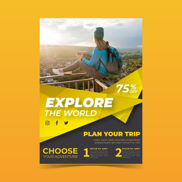 Vector concepto de folleto de venta de viajes