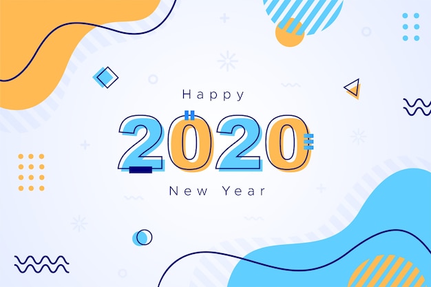 Concepto de fondo de año nuevo 2020 de diseño plano