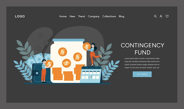 Vector concepto de fondo de contingencia salvaguardia esencial de los activos para necesidades financieras imprevistas proactiva