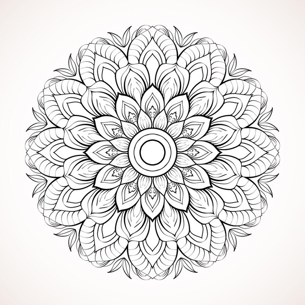 Concepto de fondo de decoración de mandala étnica lineal dibujada a mano