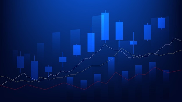 Concepto de fondo de economía y finanzas. candelabros bursátiles con gráfico de barras mostrar comercio