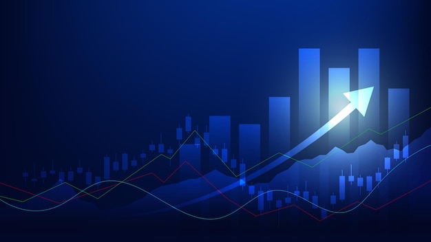 Vector concepto de fondo de economía y finanzas. velas del mercado de valores con gráfico de barras