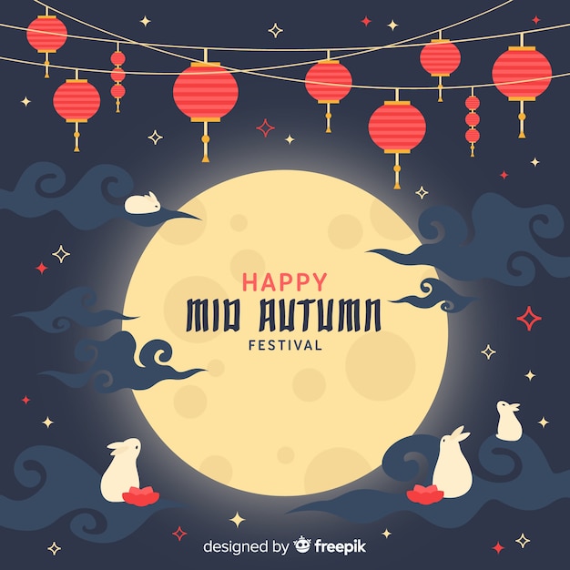 Vector concepto de fondo del festival de medio otoño