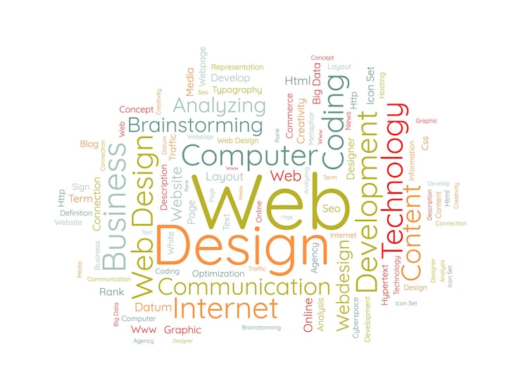 Vector concepto de fondo de nube de palabras para diseño web optimización de sitios web con ilustración de vector de concepto de rango de página web seo