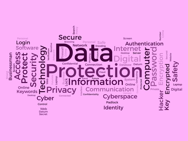 Vector concepto de fondo de nube de palabras para protección de datos cifrado de tecnología de red de seguridad digital de ilustración de vector de seguridad de nube cibernética