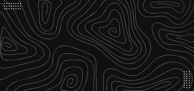 Concepto de fondo topográfico de mapa en fondo negro Ilustración vectorial de contorno abstracto