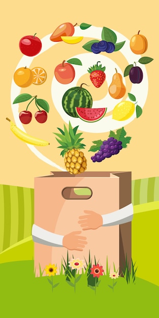 Concepto de fondo vertical de alimentos.