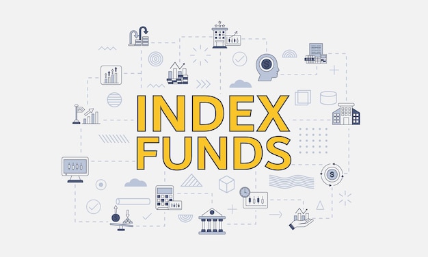 concepto de fondos indexados con icono establecido con palabra grande o texto en la ilustración de vector central