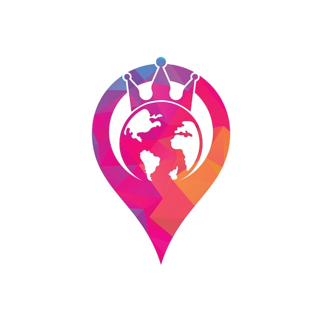 El concepto de forma de GPS del Planeta Rey Diseño de logotipo vectorial