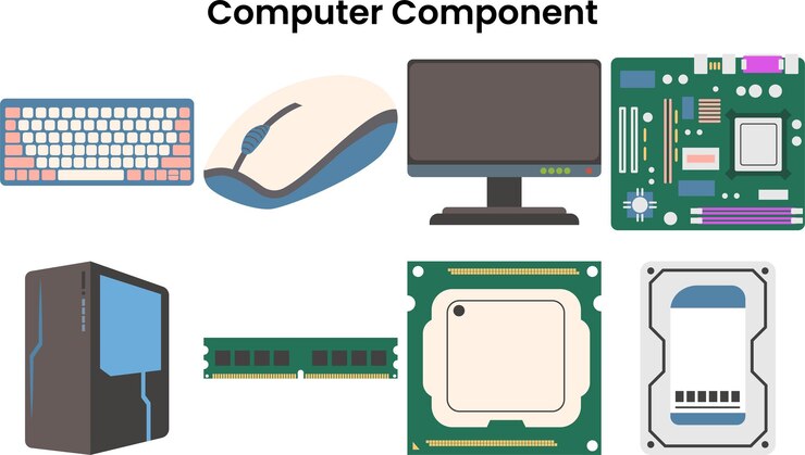Vector concepto de forma vectorial de los componentes de la computadora