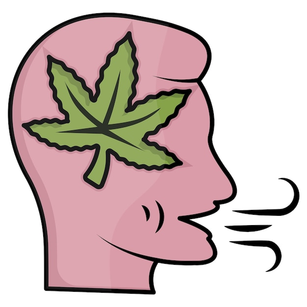 Vector el concepto de fumador contundente es el vector de la marihuana y el thc y el cbd, drogas herbáceas recreativas.