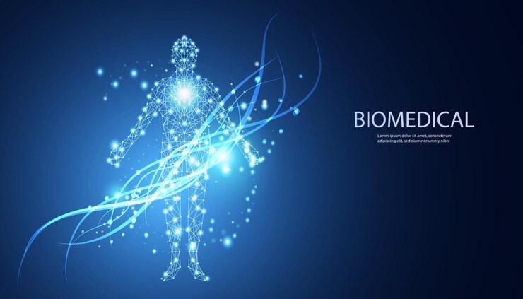 Concepto futurista de tecnología abstracta del futuro de la interfaz digital biomédica del cuerpo humano digital
