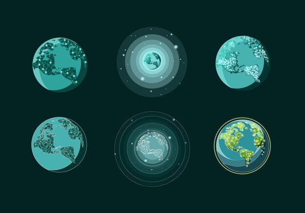 Concepto Futurista Tierra Colección Vector Ilustración
