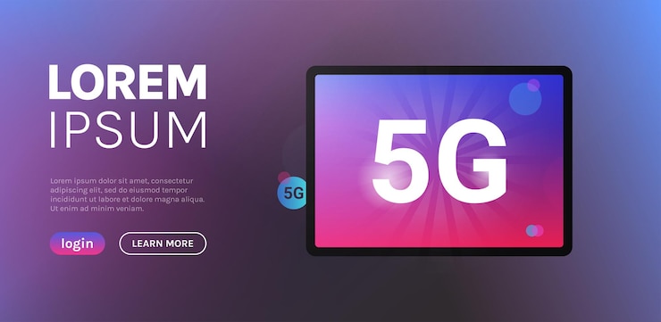 Vector concepto futurista de velocidad de conexión a internet 5g y vector plano de conexión de sistema inalámbrico en línea.