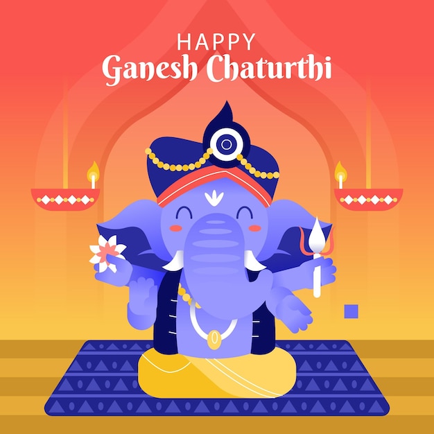 Vector concepto de ganesh chaturthi plano